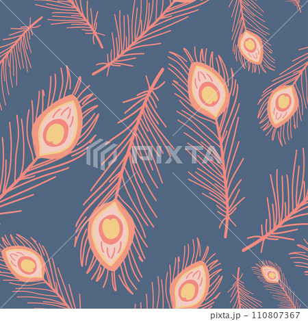 Pink peacock feather seamless pattern flat design Pink peacock feather seamless pattern flat design 110807367