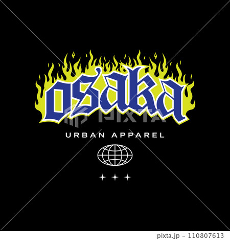 Osaka Tokyo Japan vintage t-shirt streetwear. Typography slogan tshirt design. Vector illustration. Osaka Tokyo Japan vintage t-shirt streetwear. Typography slogan tshirt design. Vector illustration. 110807613