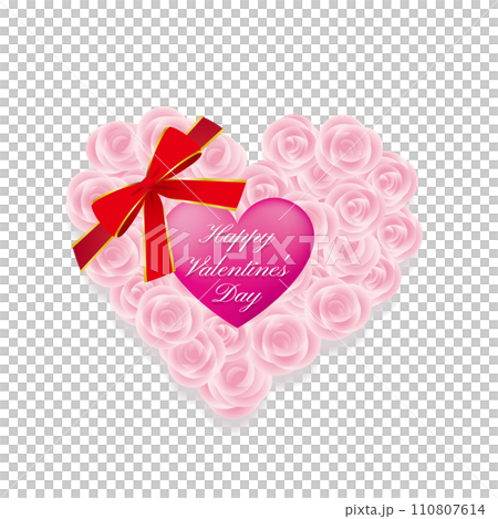 赤いハートとビンクのバラ花束ギフト 110807614