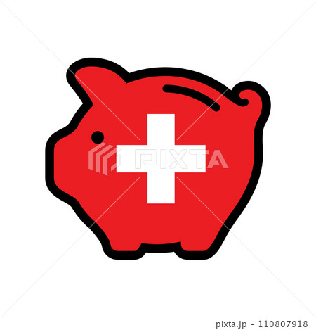 Flag of Switzerland, piggy bank icon 110807918