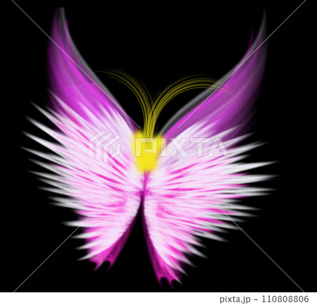 fractal illustration, flying abstract wings on a black background, vector art illustration design 110808806