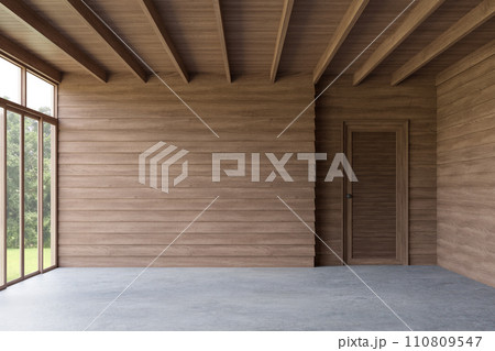 Modern contemporary loft style empty wooden room 3d render 110809547