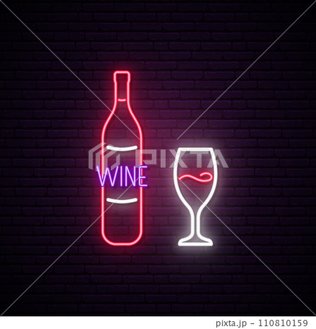 Neon wine signboard for cafe, bar, restorant. 110810159