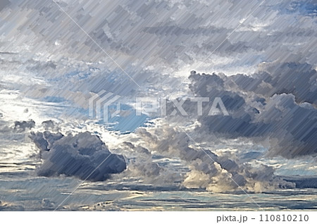 3D画像パステル調アート青空と白い雲 真夏の入道雲 積螺雲28 110810210