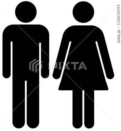 黒のトイレの男女マークのイラスト・アイコン素材 110810355