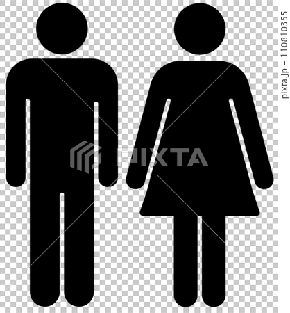 黒のトイレの男女マークのイラスト・アイコン素材 110810355