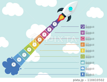 Infographics with Contact theme icons, 10 steps. Such as call, email, tablet phone, comment and more. Infographics with Contact theme icons, 10 steps. Such as call, email, tablet phone, comment and more. 110810502