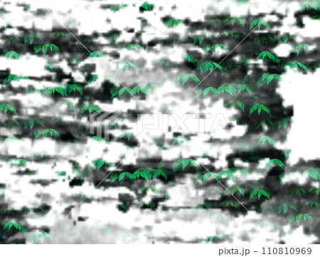 tree with green leaves, snow-covered green hedge with mounds of snow on them in the night gloom, 110810969