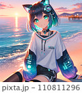 海辺の夕日 110811296