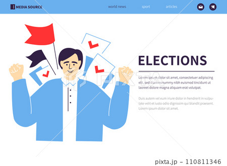 Elections and voting - colorful flat design style banner 110811346