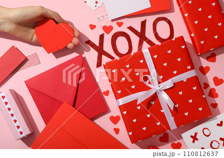 Decorative accessories with hearts in the style of Valentine's Day. Decorative accessories with hearts in the style of Valentine's Day. 110812637