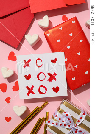 Gifts for Valentine's Day, on a light background, flat lay. 110812899