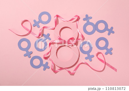 Number eight, with a blue female sign Number eight, with a blue female sign 110813072