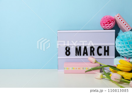 A white sign with the inscription March 8 A white sign with the inscription March 8 110813085