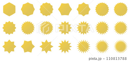 ジグザグ･ギザギザセット 　ベクター　セット　黄色　金色　オレンジ　グラデーション 110813788