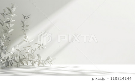 モダン調室内、商品陳列背景のイメージ。リラックスの雰囲気。化粧品撮影背景。AI画像 110814144