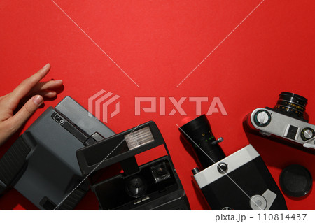 Retro cameras, shooting on retro cameras concept 110814437