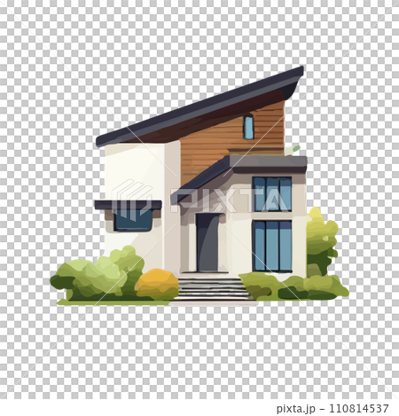 モダンな住宅のイラスト（AI生成画像） 110814537
