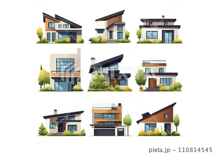モダンな住宅セット(AI生成画像) モダンな住宅セット(AI生成画像) 110814545