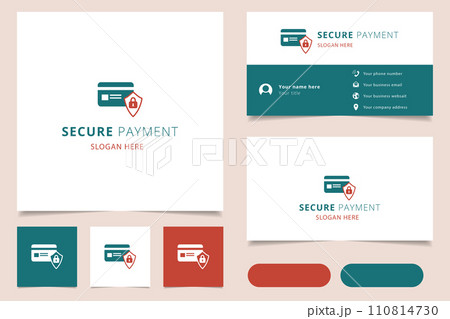 Secure payment logo design with editable slogan. Branding book and business card template. Secure payment logo design with editable slogan. Branding book and business card template. 110814730
