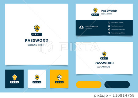 Password logo design with editable slogan. Branding book and business card template. Password logo design with editable slogan. Branding book and business card template. 110814759