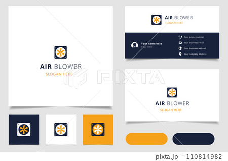 Air blower logo design with editable slogan. Branding book and business card template. Air blower logo design with editable slogan. Branding book and business card template. 110814982