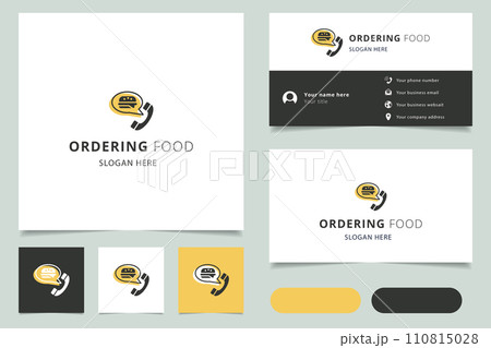 Ordering food logo design with editable slogan. Branding book and business card template. Ordering food logo design with editable slogan. Branding book and business card template. 110815028
