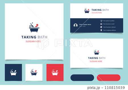 Taking bath logo design with editable slogan. Branding book and business card template. 110815039