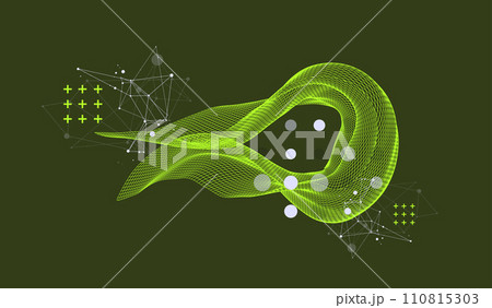 The abstract wave is made in a frame style. Template for science and technology presentation. Hand drawn vector art. 110815303