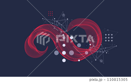 The abstract wave is made in a frame style. Template for science and technology presentation. Hand drawn vector art. 110815305