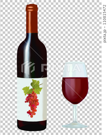 紅酒（瓶子和玻璃杯） 110815472