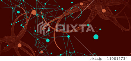 Microbiology science vector. Microscopic bacteria. Bacterium microorganism, viruses and microbes background. Hand drawn art. 110815734