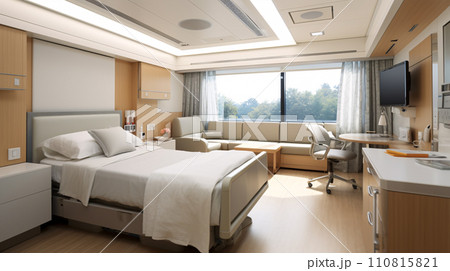 Patient room with hospital bed, healthcare, insurance and sickness concept. generative ai 110815821