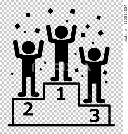 Illustration of a podium where 1st to 3rd place winners are congratulated Illustration of a podium where 1st to 3rd place winners are congratulated 110815884