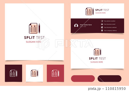 Split test logo design with editable slogan. Branding book and business card template. Split test logo design with editable slogan. Branding book and business card template. 110815950