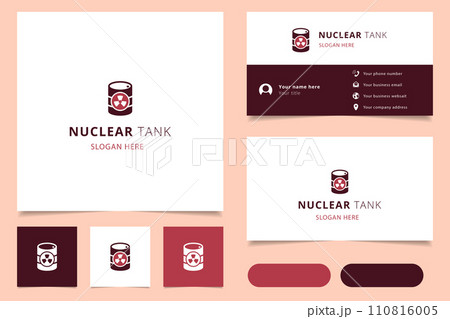 Nuclear tank logo design with editable slogan. Branding book and business card template. 110816005