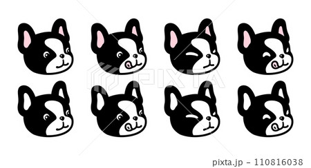 dog vector french bulldog hungry face icon cartoon character puppy pet head doodle symbol tattoo illustration clip art isolated design 110816038