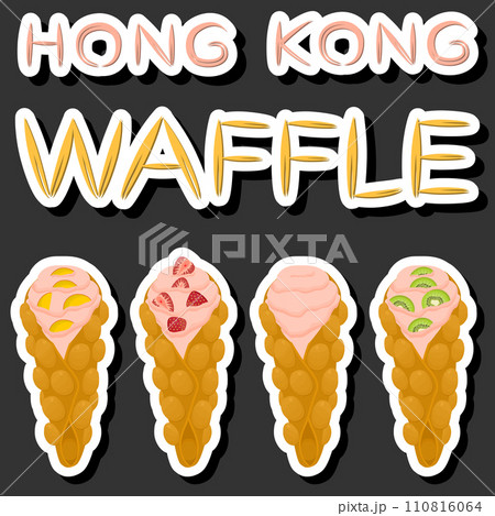 Illustration on theme big kit different types cone waffle with bubbles for dessert biscuit 110816064