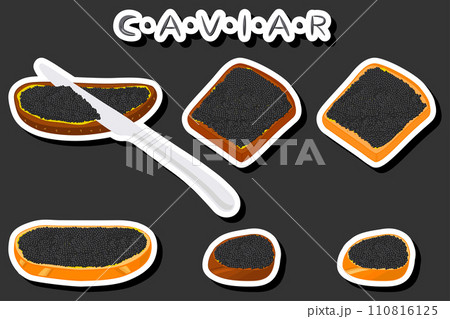 big set various types fish caviar, bread different size big set various types fish caviar, bread different size 110816125