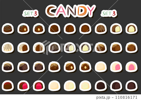 Illustration on theme beautiful big set sweet chocolate candy bonbon Illustration on theme beautiful big set sweet chocolate candy bonbon 110816171
