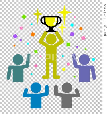 優秀な成績でトップとなり祝福されている人物のイラスト 110816309