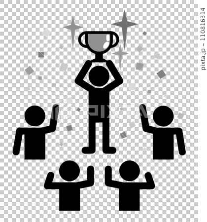 Illustration of a person being celebrated for being at the top with excellent grades 110816314