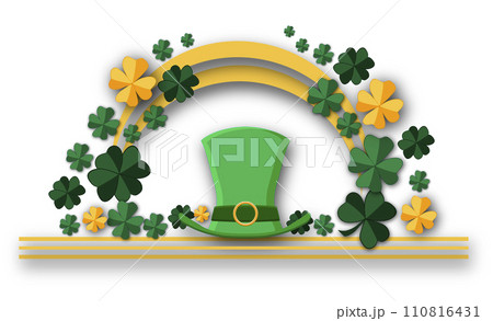 Illustration on theme beautiful shape banner in style paper cut for celebrate holiday patricks day Illustration on theme beautiful shape banner in style paper cut for celebrate holiday patricks day 110816431