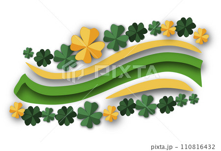 Illustration on theme beautiful shape banner in style paper cut for celebrate holiday patricks day Illustration on theme beautiful shape banner in style paper cut for celebrate holiday patricks day 110816432