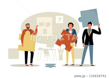 Teams working on project. Colleagues holding...のイラスト素材 [110816742] - PIXTA