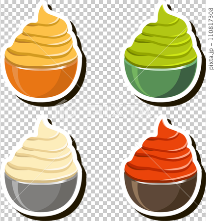 set various types beautiful tasty edible bright sauce consisting of various ingredients 110817308