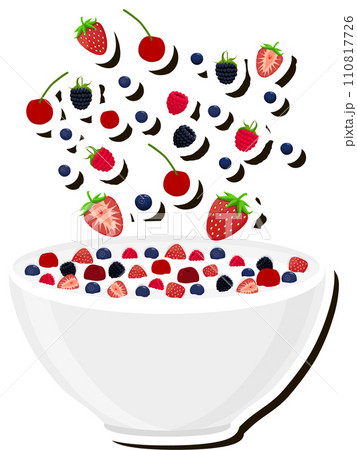 Illustration on theme big set different types dessert sweet milk cereal in bowl Illustration on theme big set different types dessert sweet milk cereal in bowl 110817726