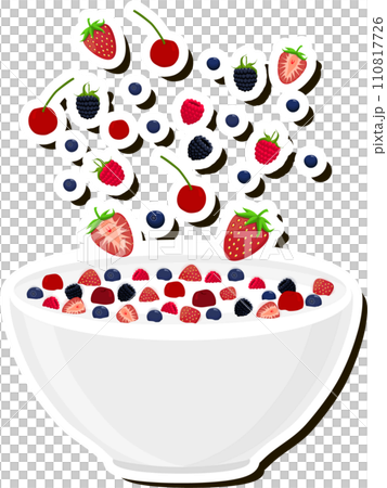 Illustration on theme big set different types dessert sweet milk cereal in bowl Illustration on theme big set different types dessert sweet milk cereal in bowl 110817726