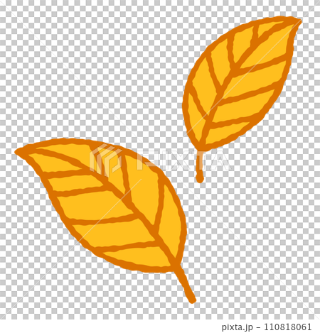シンプルな黄色の葉っぱのイラスト 110818061