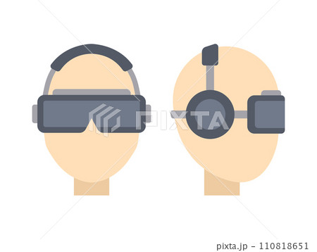 People wearing virtual reality headset 110818651